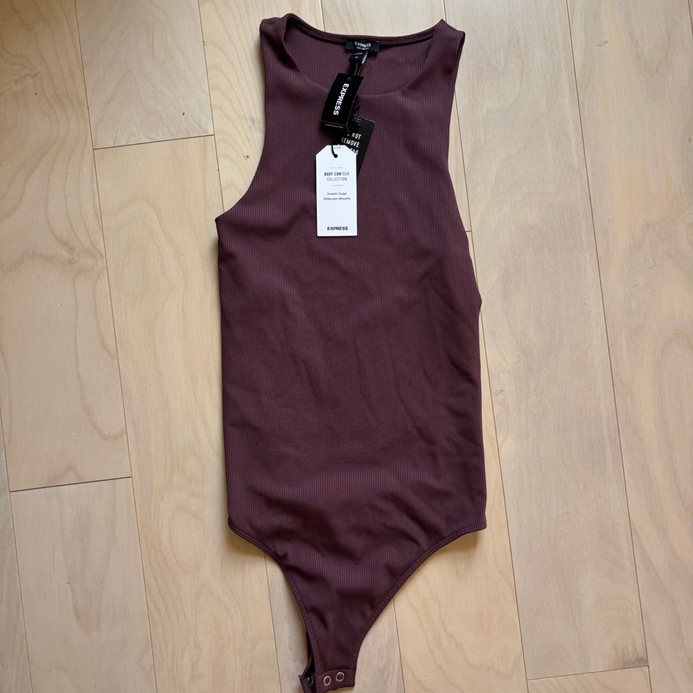 Express Burgundy Sleeveless Bodysuit
